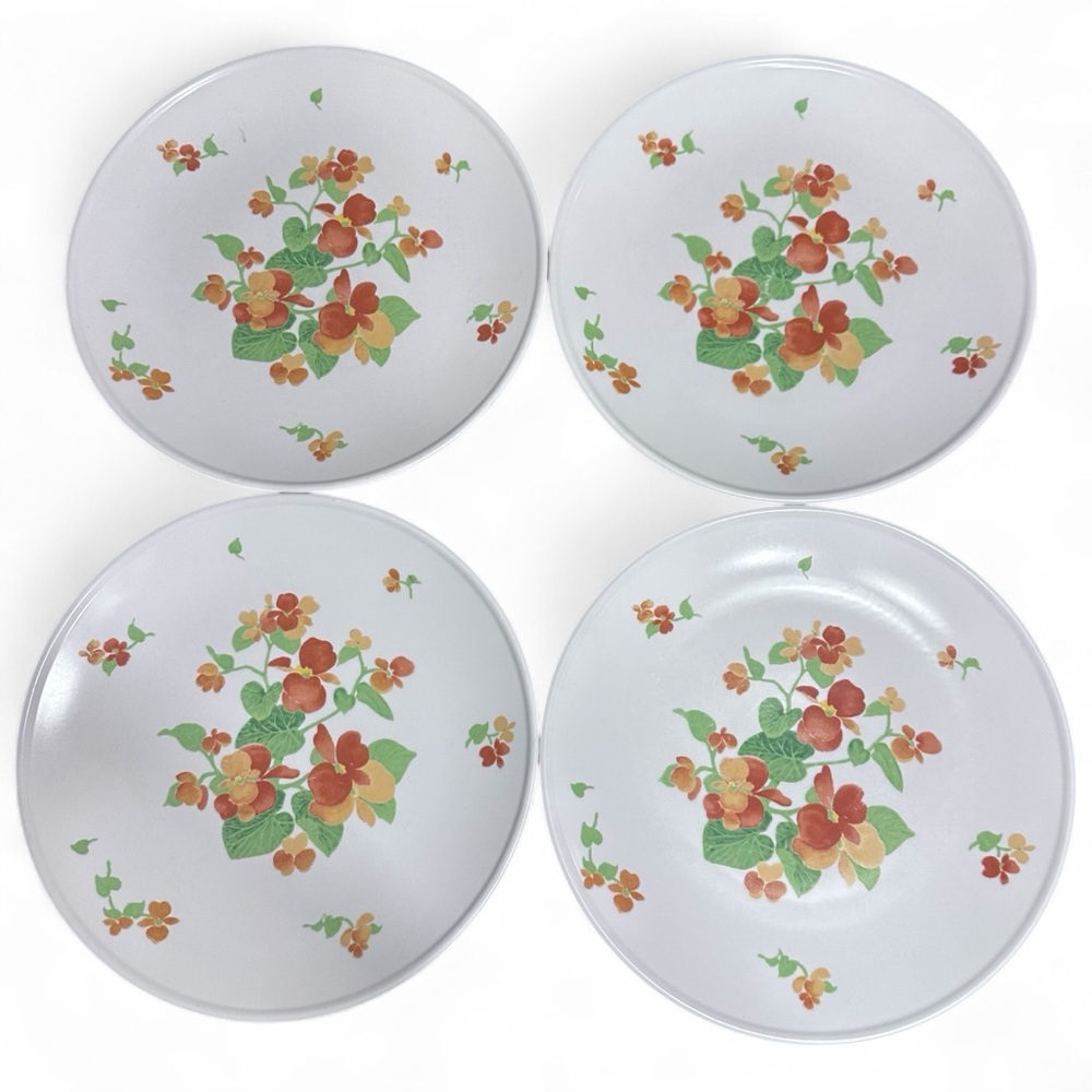 Set of 4 Noritake Progression China “Happy Days” Vintage Dinner Plates 10.25”